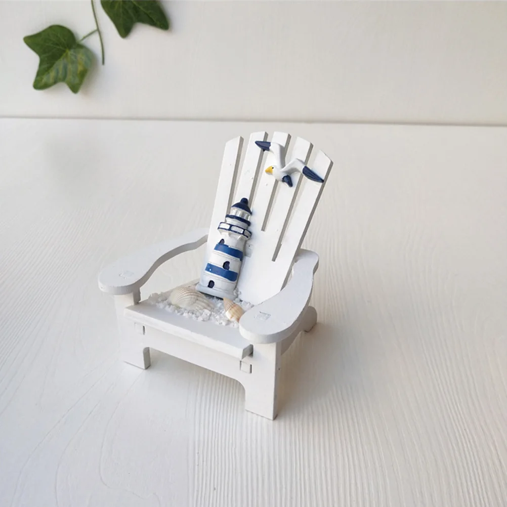 قطعتان من كرسي الشاطئ الخشبي المصغر على طراز البحر الأبيض المتوسط لتزيين المنزل والمكتب وغرفة الأطفال وعرض المكتب #2