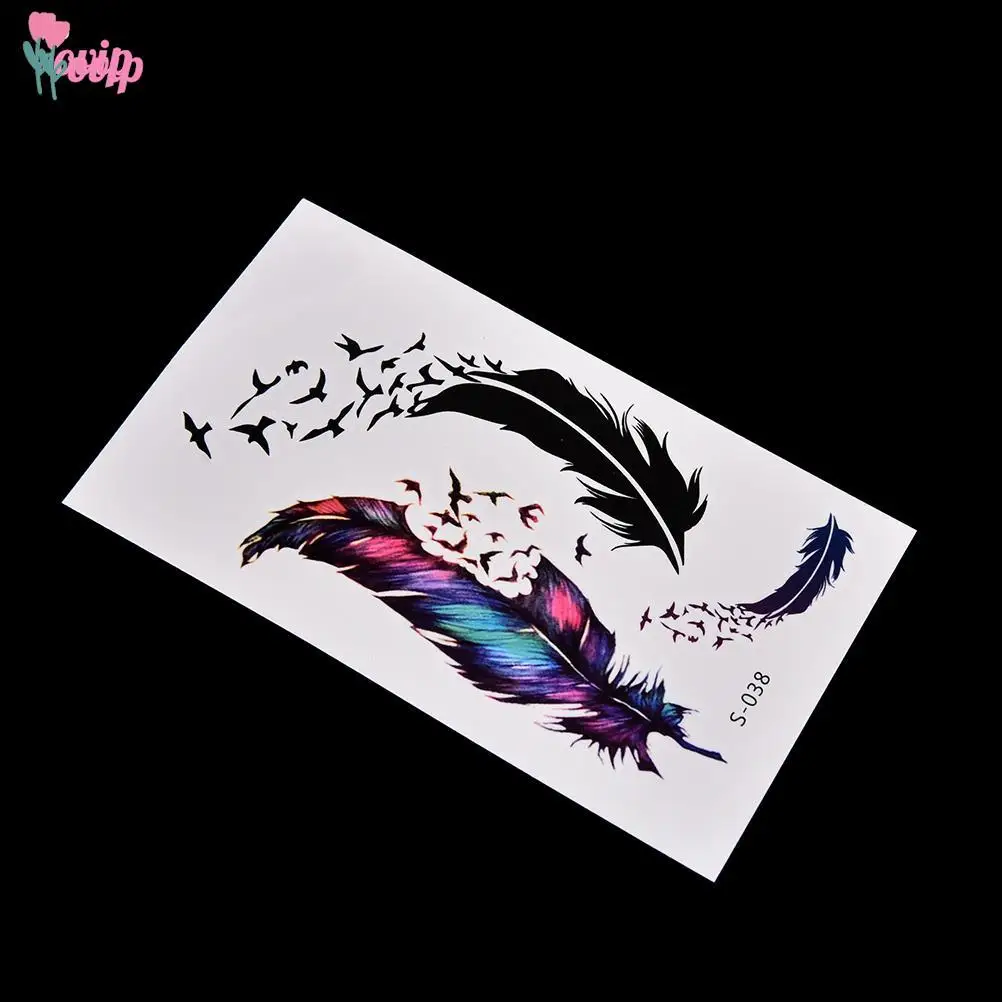 3d Waterproof Small Feathers Henna Fake Tattoo Paste For Women Tattoo Sleeve Transfer Temporary Tatoos Sticker For Body