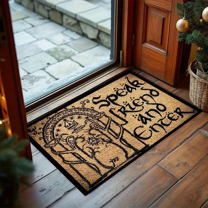 Tapis antidérapant VIKAMA inspiré du Seigneur des Anneaux, avec inscription « Speak Friend and Enter Mat », pour entrée, véranda, décoration intérieure