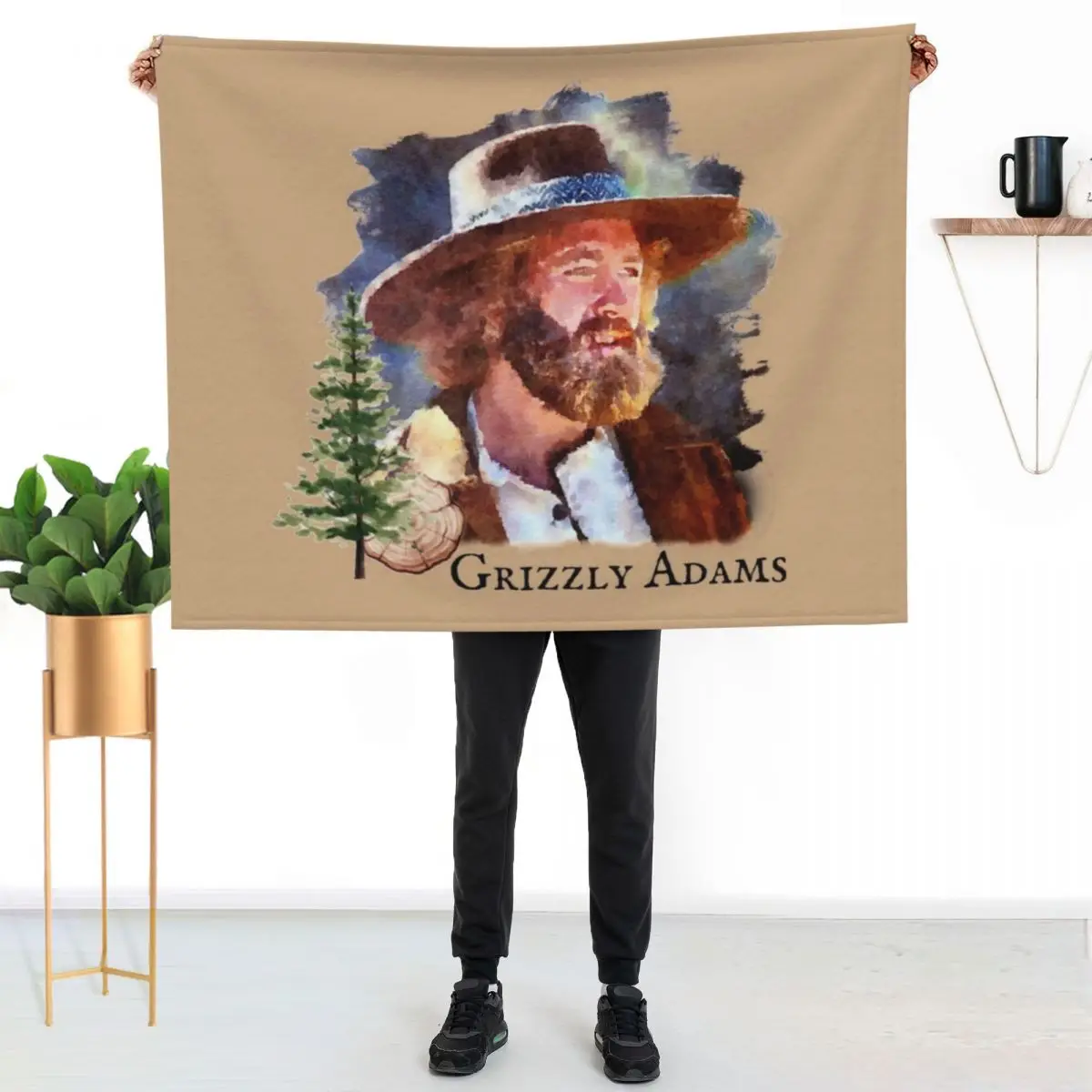 Grizzly Adams Throw Blanket Cozy Light Blanket for Travel Camping Picnic