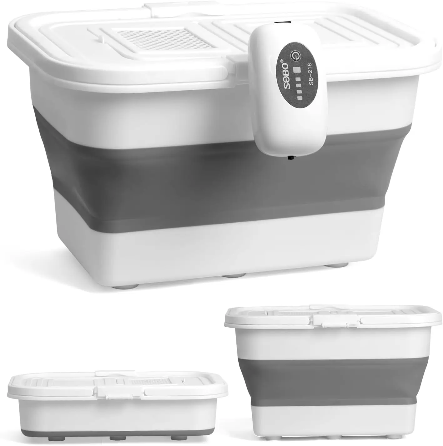

14QT Collapsible Live Bait Bucket with Rechargeable Aerator for Fishing, Portable Folding Fish Container with Lid & Handles
