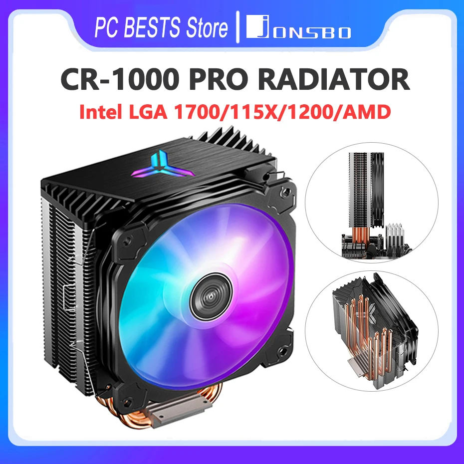 

Jonsbo CR-1000 PRO 6 Heatpipes CPU Radiator Cooler Silent PWM 4PIN Fan Desktop Computer Cooler For Intel 1700 115X 1200 AM4