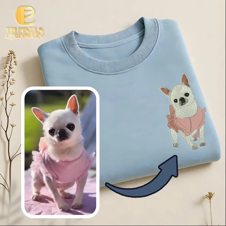 

Dog Custom Embroidery Sweatshirt with Photo personalized gift Sweatshirt From Photo Pet Embroidered Sweatshirts
