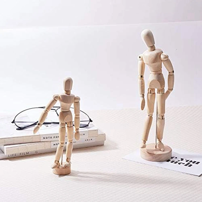 Maniquí de madera Blockhead, figura de artista de madera, modelo de muñeca para boceto de carbón, decoración de escritorio para el hogar y la Oficina, regalo