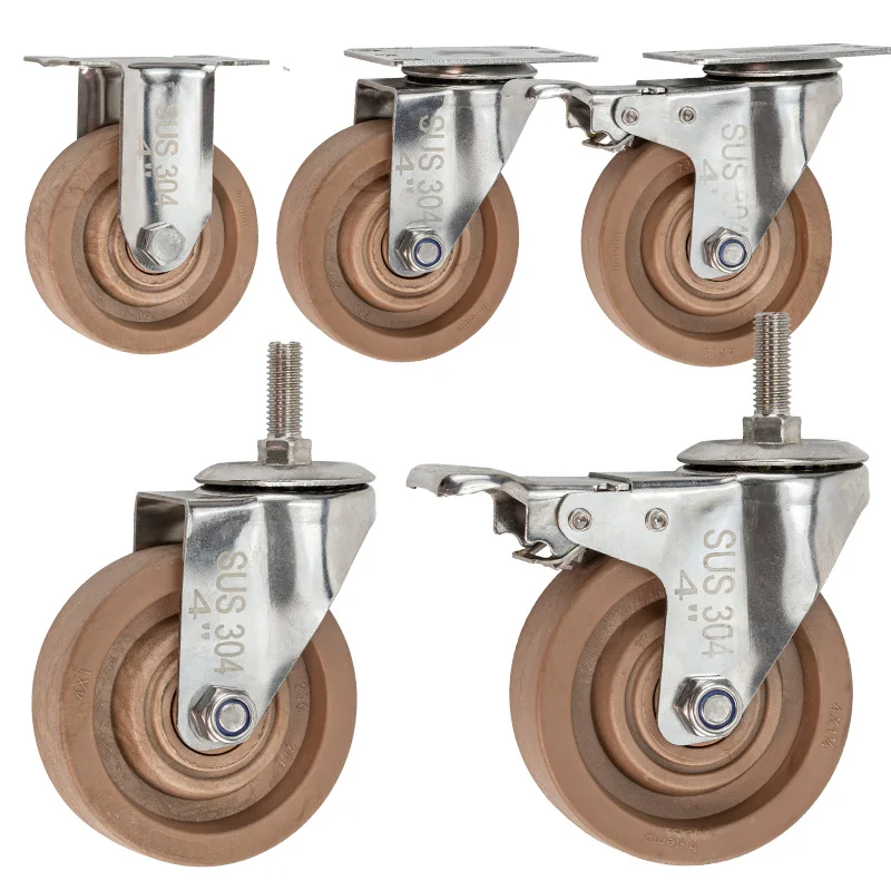 4pcs 3inch medium304 stainless steel high temperature resistant caster swivel brake wheel baking sheet oven Steaming Cabinet