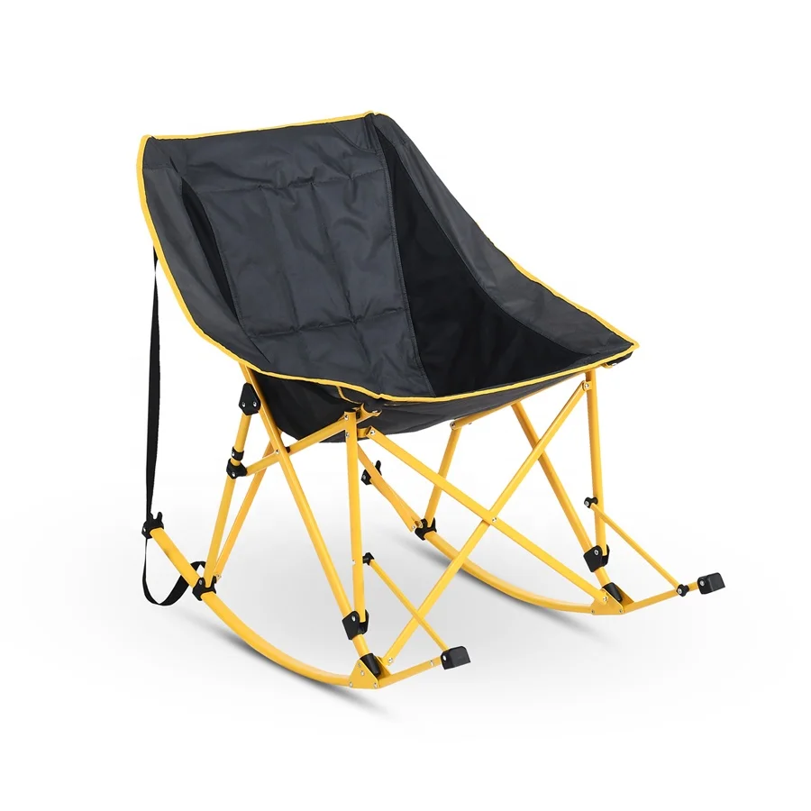 Luxury Comfortable Adjustable Padded Foldable Rocking Camping Chair With Carry Shoulder