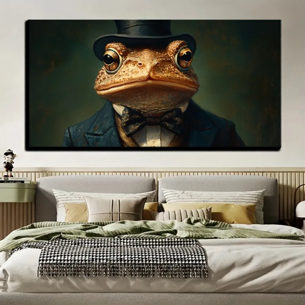 

Antique frog portrait, dark Gothic Victorian style, perfect for interior decoration, 1.5 inch thick pine solid wood frame
