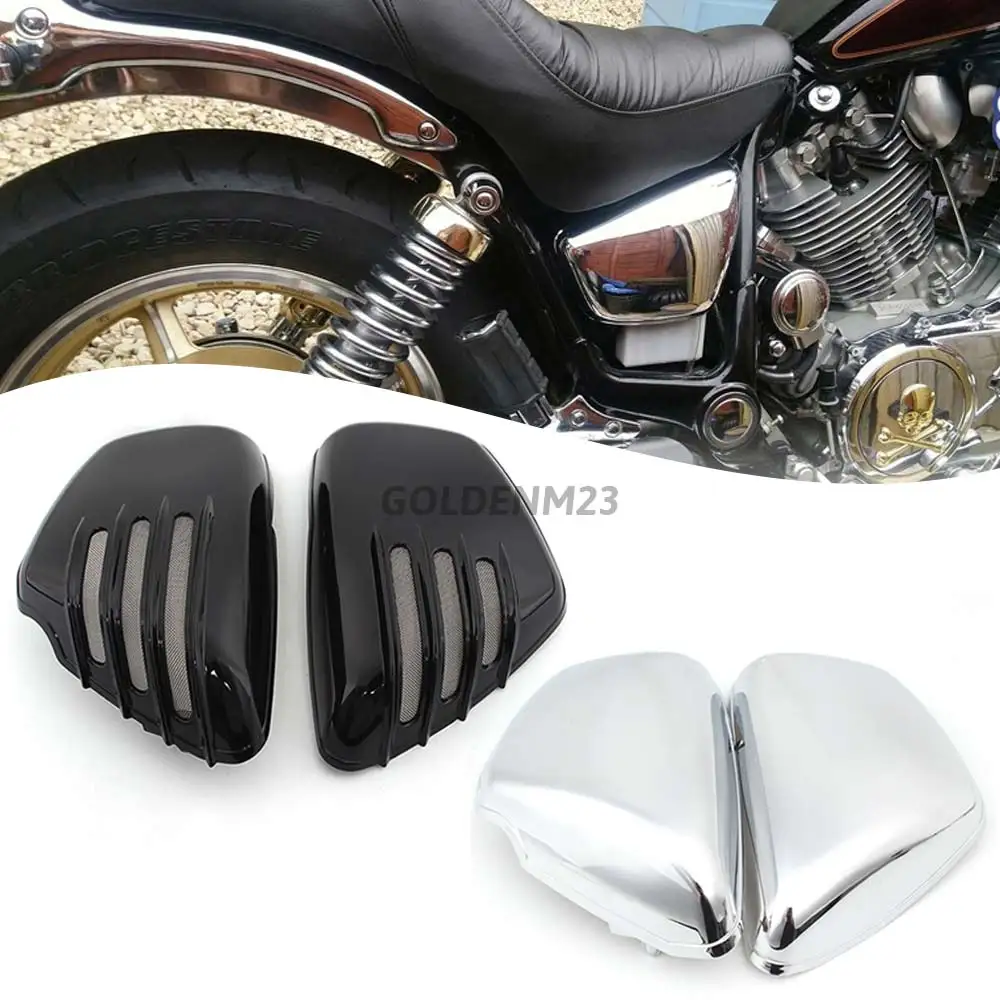 

Аксессуары для мотоциклов, хромированный черный боковой обтекатель аккумулятора, защитные чехлы из АБС-пластика для Yamaha XV700 750 1000 1100 Virago 1984+