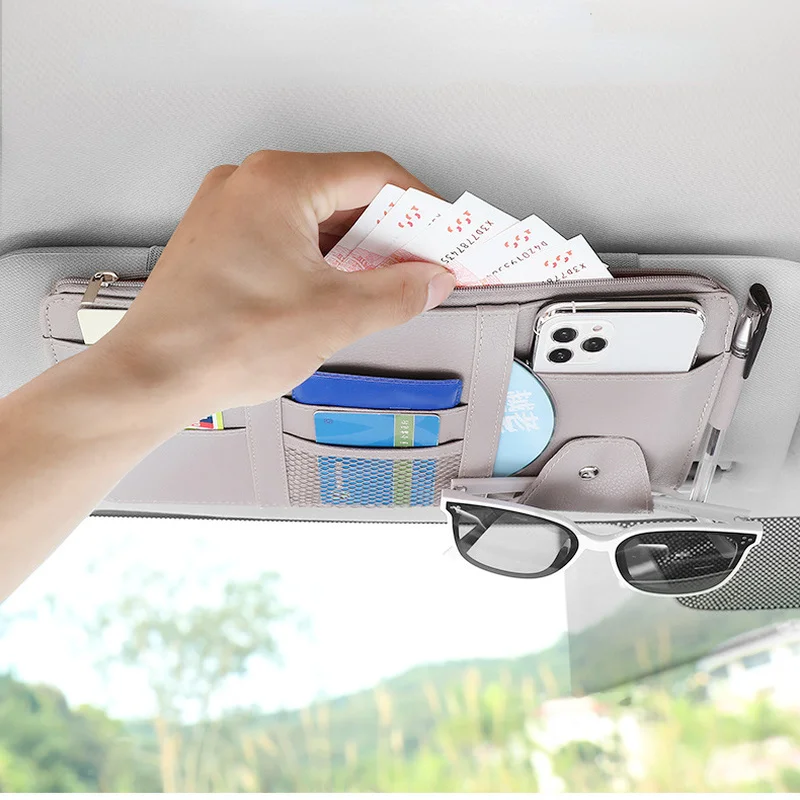 

Car Sun Visor Bill Pen Business Card Holder CD DVD Organizer Storage Box Sunglasses Clip Stowing Tidying with Zipper