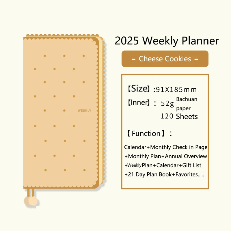 Kinbor 2025 Weekly Plan Book Two Pages A week Schedule Book Self Disciplined Punch Book Efficiency Manual Daily Time Management