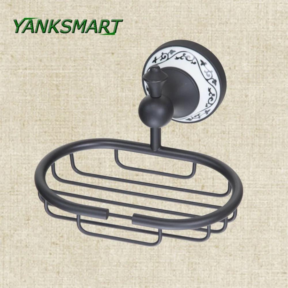 

YANKSMART Single Hole Bathroom Black Swivel Wall Mounted Stainless Steel Soap Dish Storage Basket Tray Rack Hardware Accessories