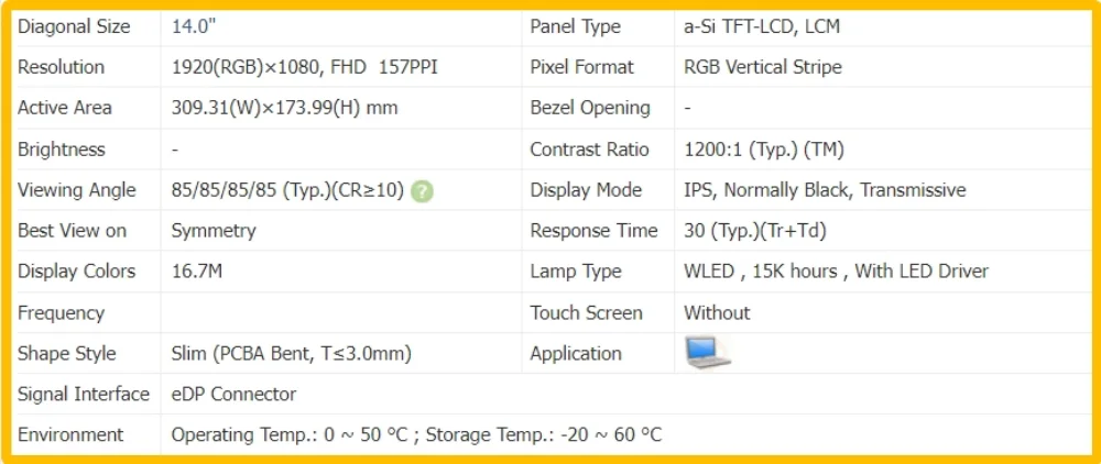 M140NVF7 R0 14 inch Laptop Display LCD Screen No-touch Slim IPS Panel FHD 1920x1080