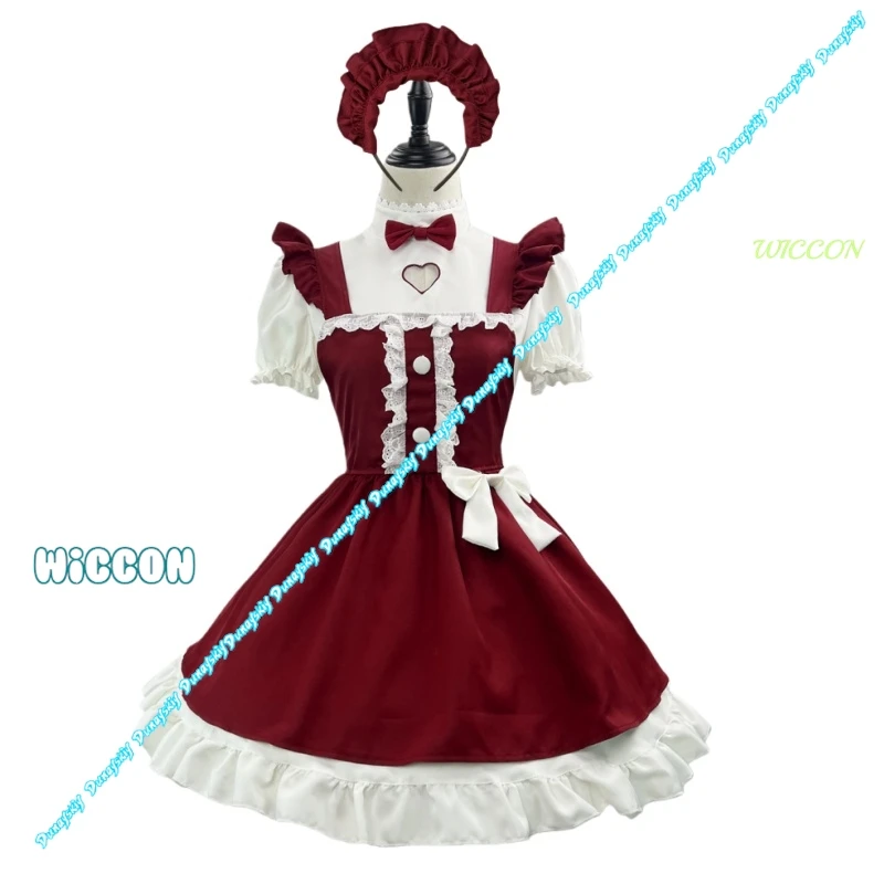 

S-5XL Claret Cute Christmas Lolita Maid Dress Cosplay New Year Halloween Party Costume