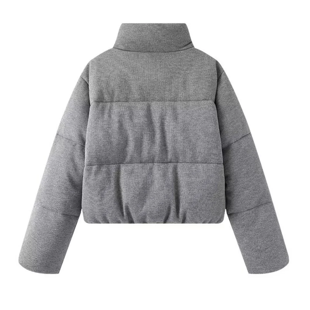 BM&MD&ZA 2024 Winter New Women's Casual Loose Fashion Versatile Knitted Stand Collar Warm Cotton Clothes