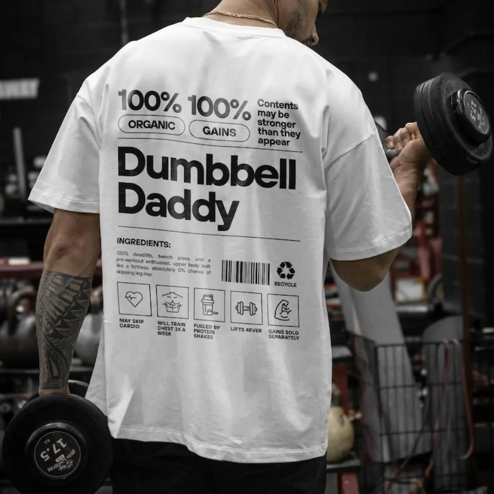 

Dumbbell Dady Tshirt Gym Rat T-shirt Motivation Gym 2025 Clothing Fashion Casual Backprint Mens Shirt Cool Gift Cotton Apparel