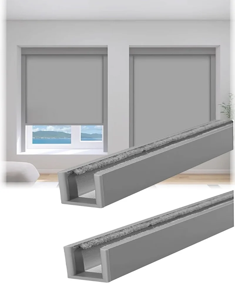 100% Blackout Motorized Roller Shades Side Tracks U Channel Works With Tuya Google Wifi Control Smart Roller Blinds For Window