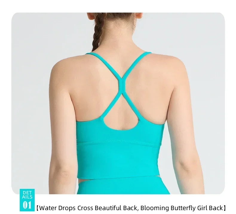 Einfarbige Weiche Damen-Sportanzüge mit Rückenkreuzdesign, Stoßfestes Sport-Top, Hochelastische Fitness-Leggings, Lauf- und Yoga-Sportsets – Detail 6