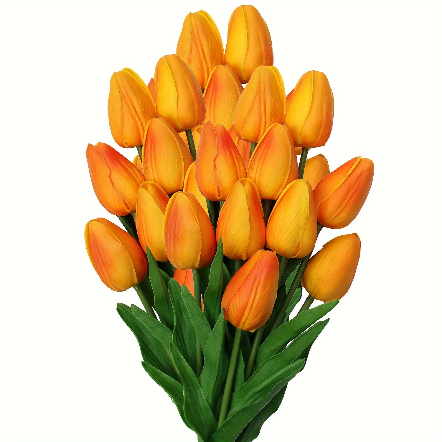 20pcs Orange Tulips Artificial Flowers, Real Touch Fake Tulips Fake Flowers For Decoration, 13.5