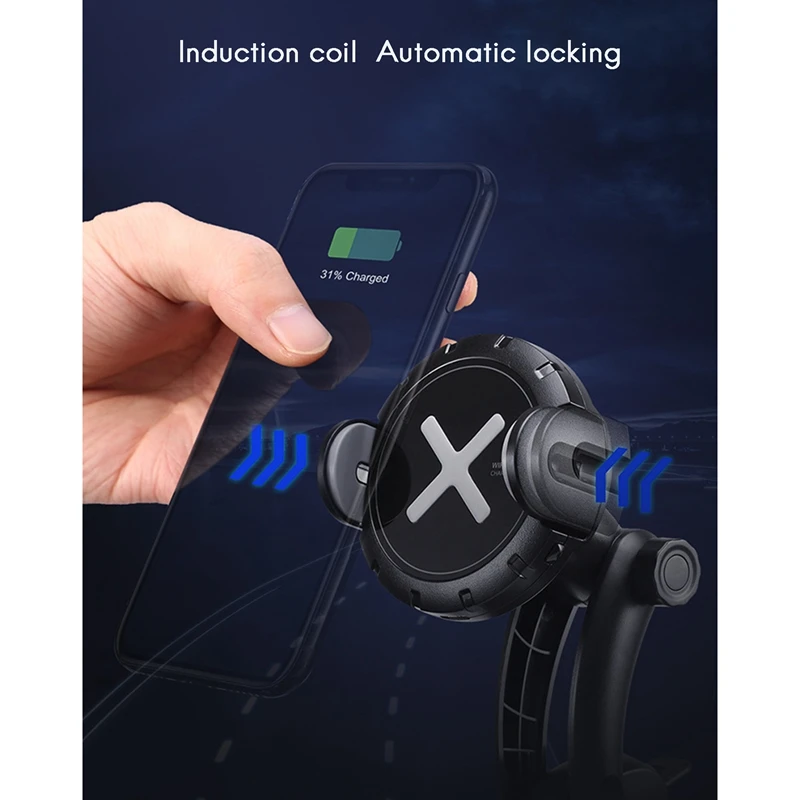 15W Qi Car Wireless Charger Dual Mode Intelligent Infrared Fast Wireless Charging Car Mount For Air Car Phone Holder