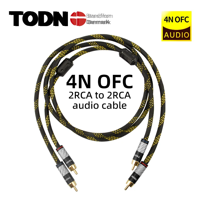 TODN HIFI Stereo 1 Pair RCA Cable Stereo RCA Cable High-performance Premium Hi-Fi Audio cable 2RCA to 2RCA Interconnect Cable