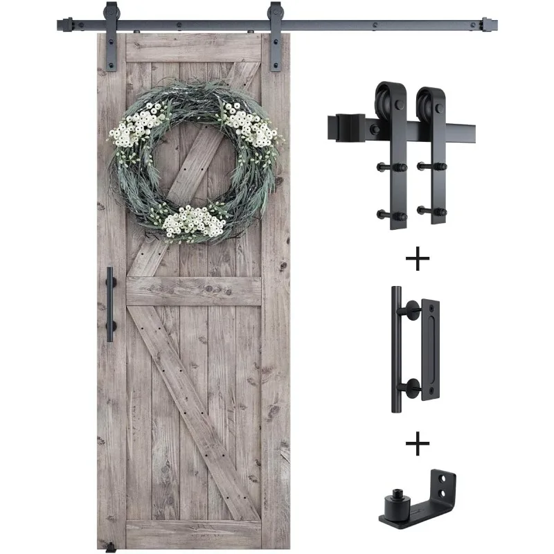 2025 (J Shape)6FT Sliding Barn Door Hardware Whole Kit  Smoothly and Quietly, Easy to Install, Fit 36