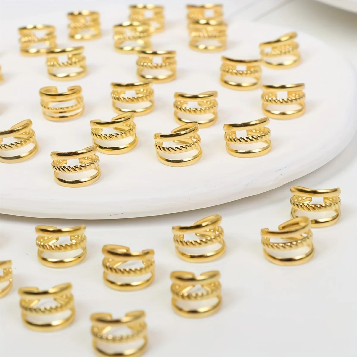 40 Uds. Anillo para el cabello trenzado de aleación de tres círculos estilo Hippie para niñas y mujeres, accesorios para el cabello Dreadlock, joyería para el cabello Loc para trenzas