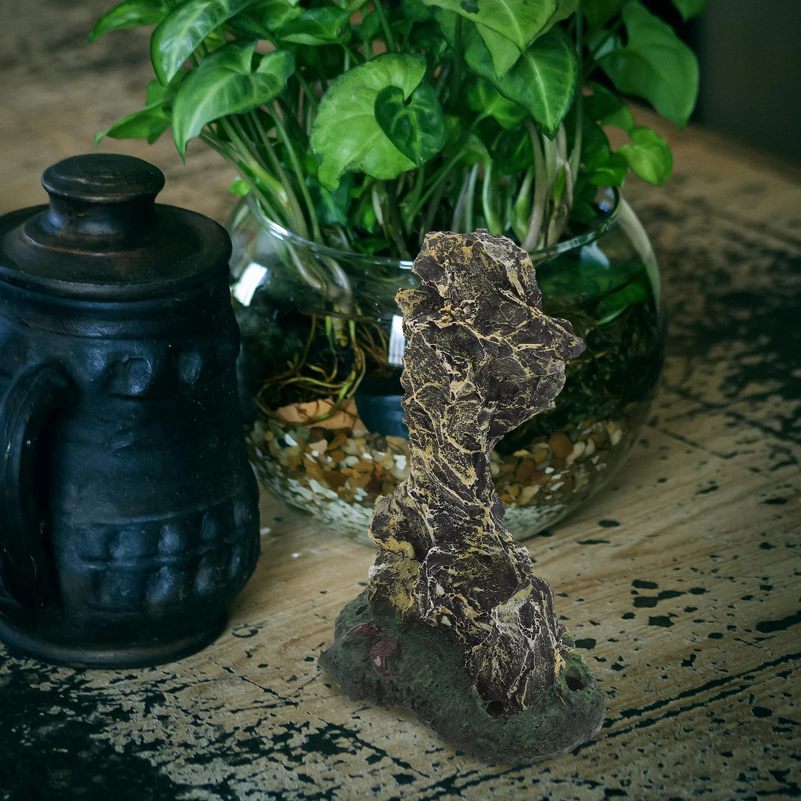 

Resin Aquarium Rockery Stone Ornament Artificial Decoration Betta Shrimp Shelter Turtle Decor Simulated Rockery