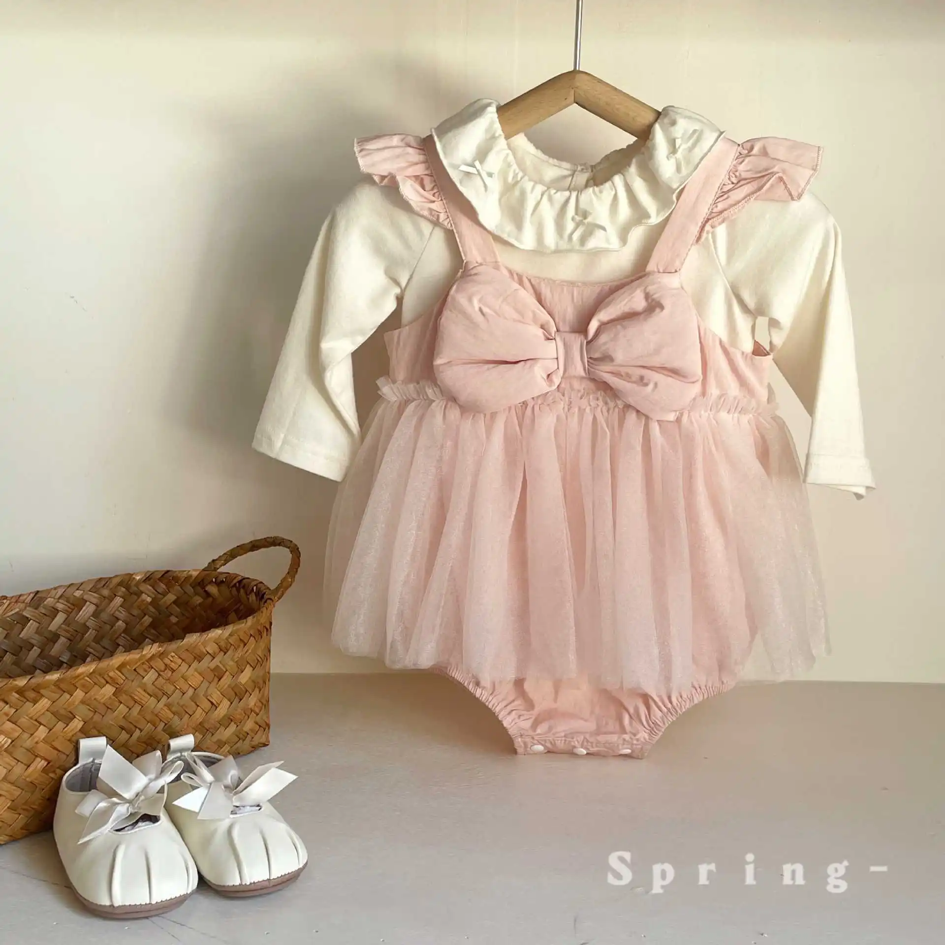 

Весенняя детская одежда 2026: Платье-принцесса для девочек, с длинным рукавом, комбинированное, из сетки, для младенцев