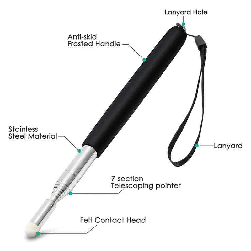 3 Pack Telescopic Teachers Pointer Retractable Handheld Presenter Extendable Classroom Whiteboard Pointer With Lanyard