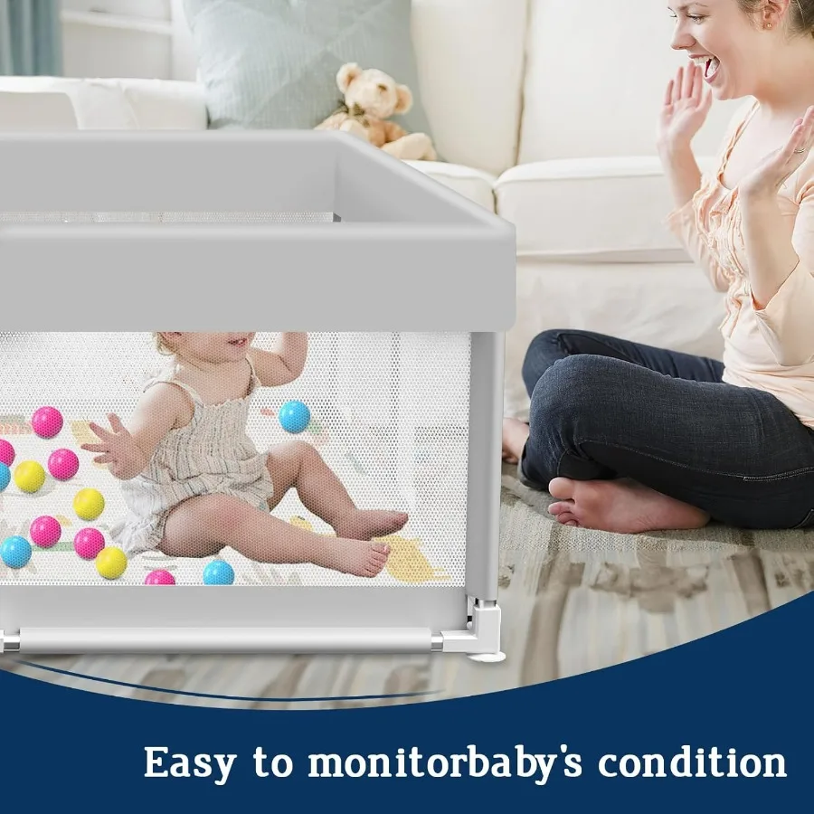 Baby-Laufstall mit Matte, 127 x 127 cm, Laufstall mit Matte, wasserdicht, für Babys und Kleinkinder, Spielstift, Spielarten, Sicherheitstor, Zaun, aktiv