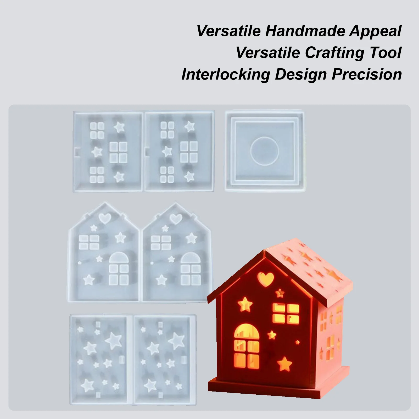

House Candle Holder Silicone Mold DIY Handmade Window Houses Plaster Concrete Resin Candlestick Craft Casting Molds Home Decor