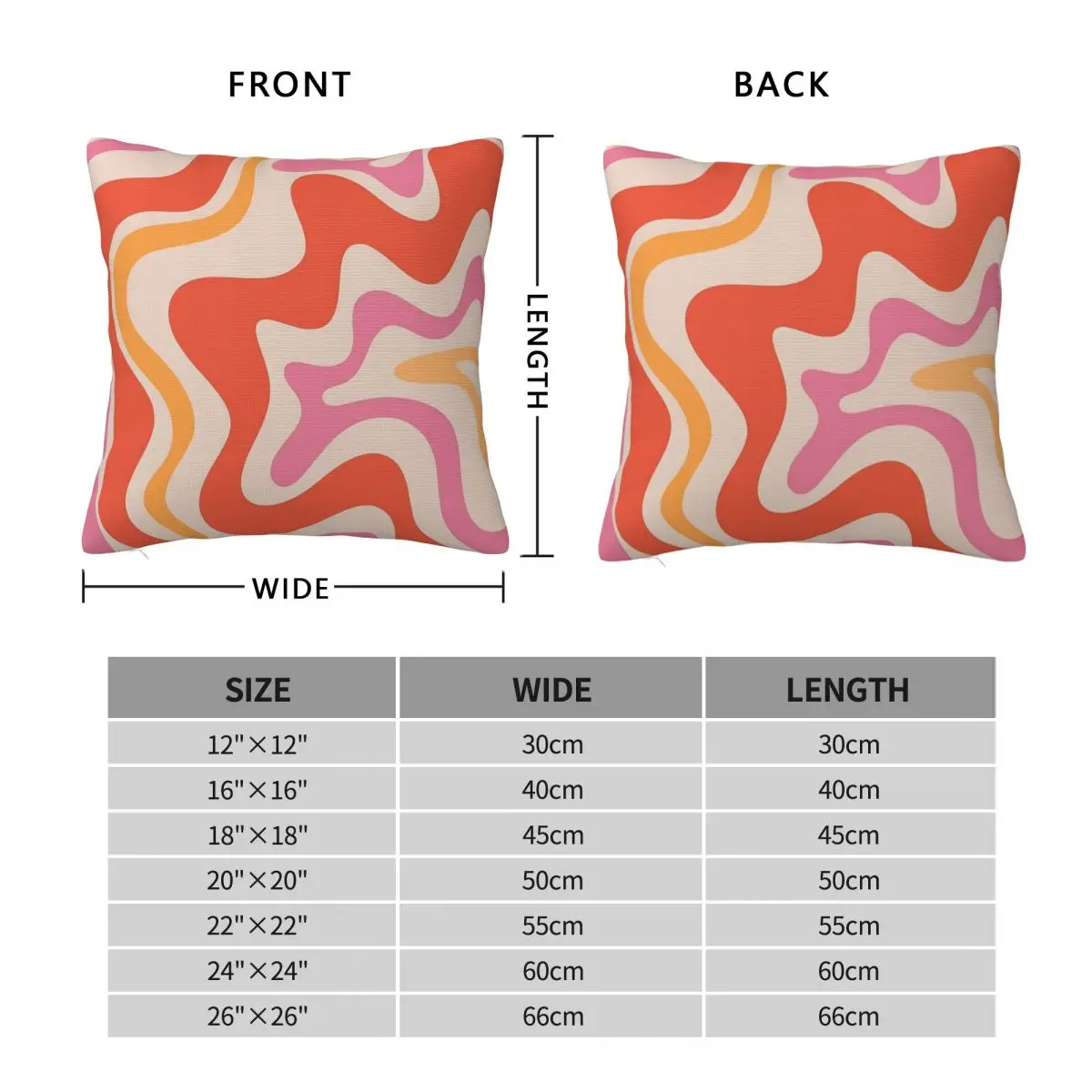 Retro Liquid Swirl Pink Orange Pillowcase Polyester Linen Velvet Printed Zip Decor Throw Pillow Case Home Cushion Case 45x45