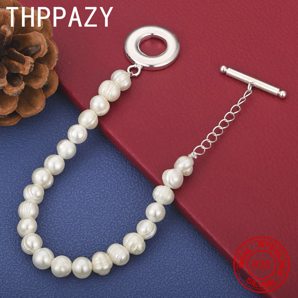 

THPPAZY 925 Sterling Silver Smooth Bead Chain Bracelet Fashion Charm Luxury Gift Jewelry For Women Engagement Party 20cm Chain