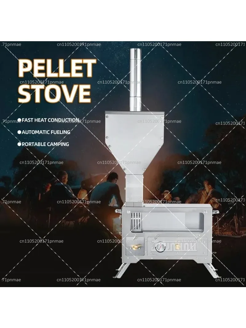 Stainless Steel Portable Outdoor Firewood Stove for Camping, Pellet Heater & Cooking Furnace