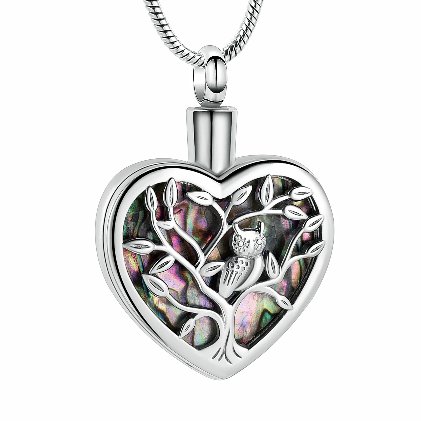 Heart Urn Necklace for Ashes Owl Cremation Jewelry of Loved Ones Stainless Steel Keepsake Memorial Human Ashes Pendant Jewelry