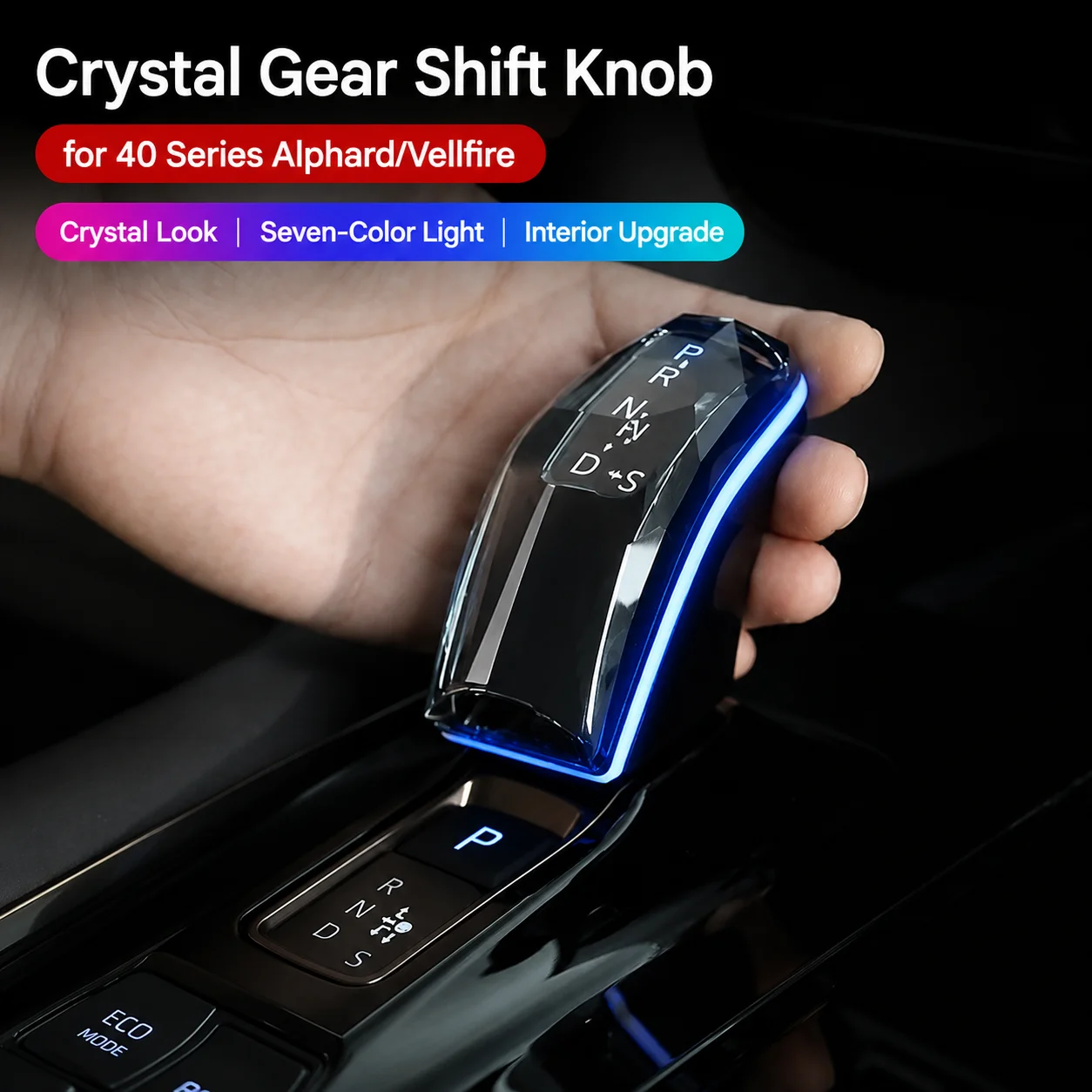 Car Gear Shift Knob for Toyota Alphard Vellfire 40 Series LED Ambient Light Artificial Crystal Shifter ABS Interior Accessories