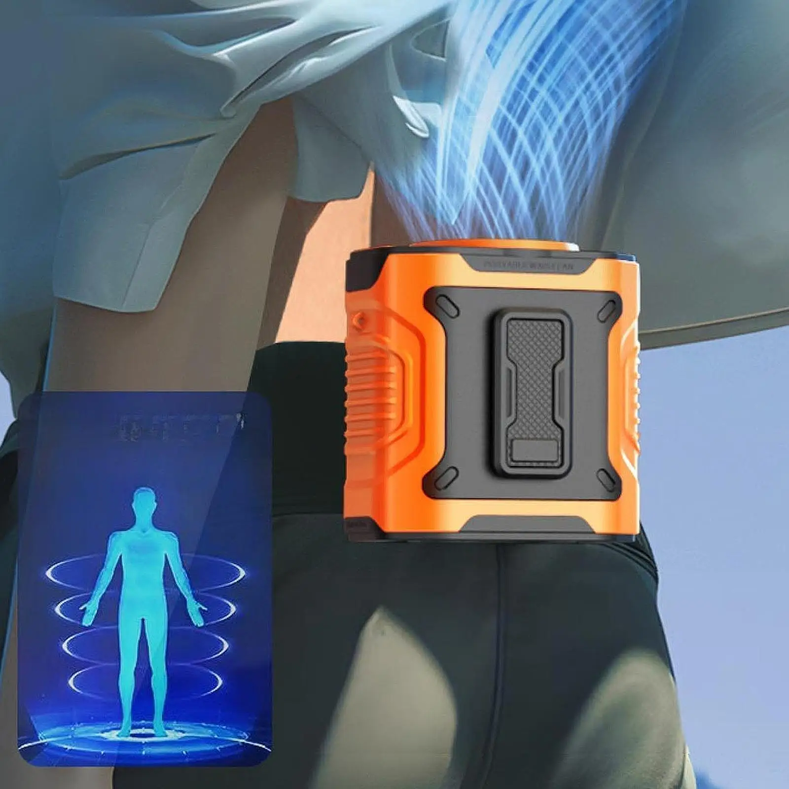 Ventilatore portatile da cintura di ricarica di tipo C Ventilatore da cintura indossabile Potenti flussi d'aria 100 velocità per escursioni in fattoria Lavori all'aperto Campeggio