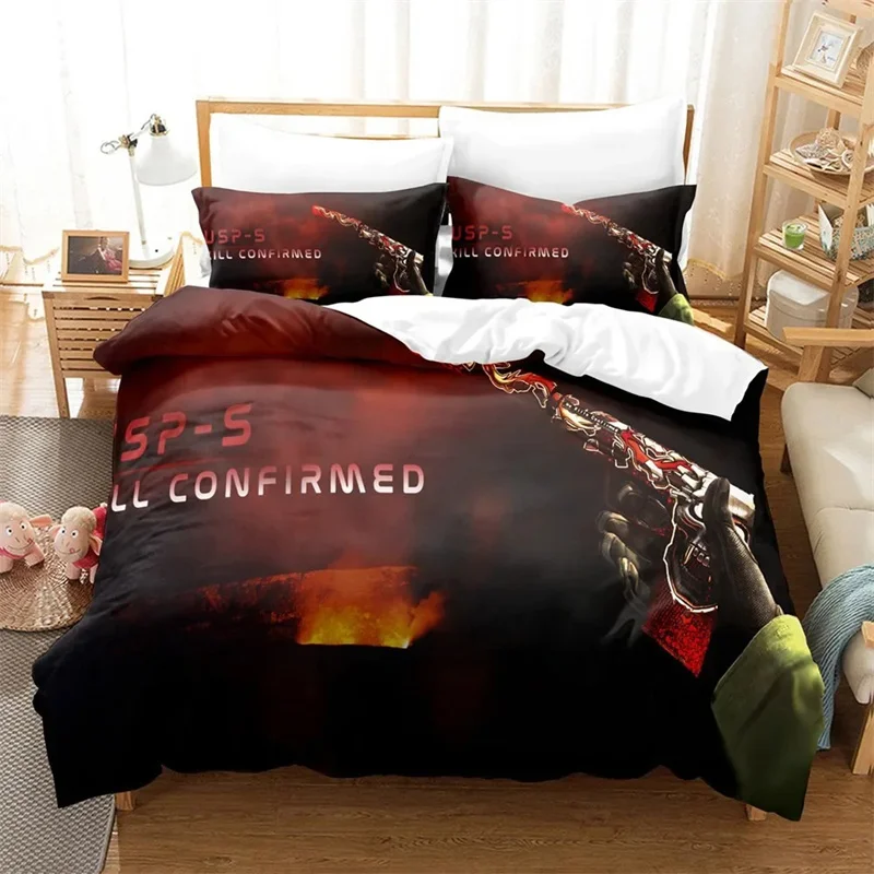 Shooting Game Csgo Bedding Set,Duvet Cover Comforter Bed Set Quilt Cover Pillowcase,King Queen Twin Size Boys Girls Adultse