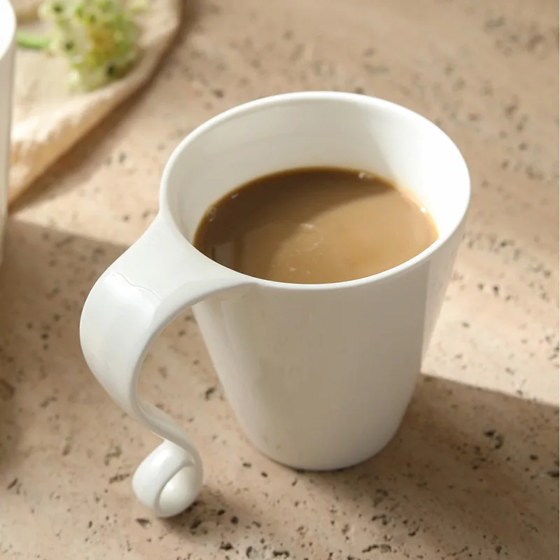 380ml Creative Design of White Coffee Cups Ceramic Cups Concentrated Lattes Drinks Milk Cups Juice Mugs and Household Drinks