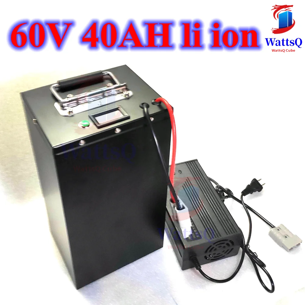 60v 40ah lithium battery li ion battery pack with BMS for 3000w e-bike scooter bicycle motorcycle vehicle + 10A charger