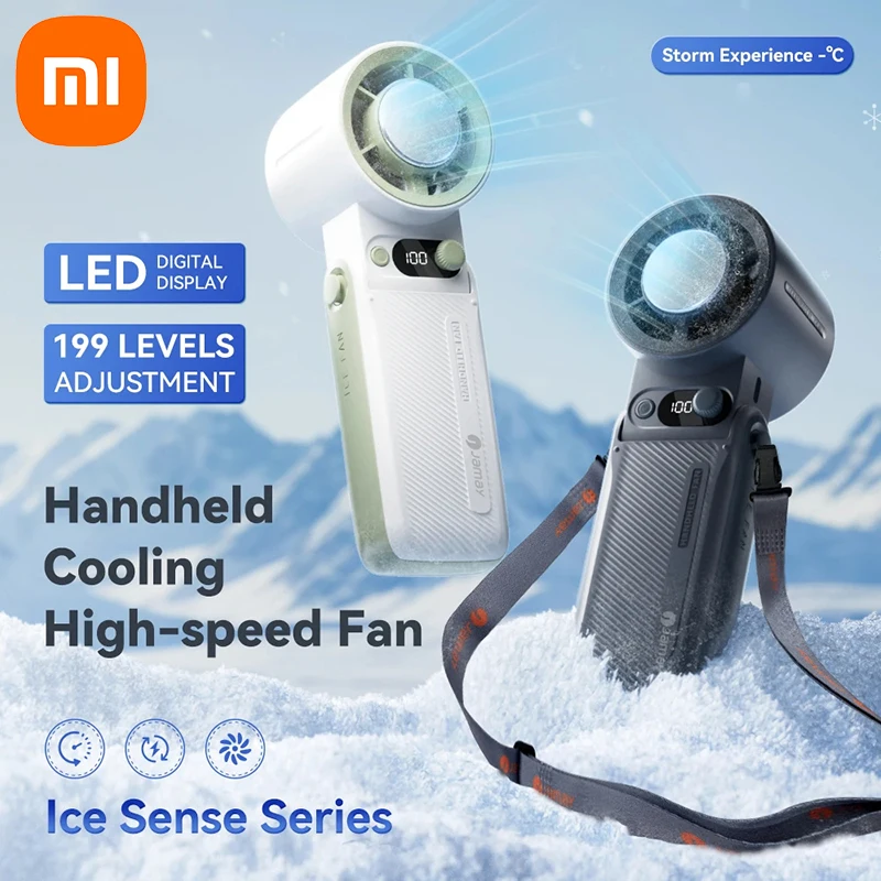 

Портативный ручной вентилятор Xiaomi 8000 мАч, сильный ветер, 199 передач, скорость ветра, светодиодный цифровой дисплей, регулируемый турбо-портативный уличный