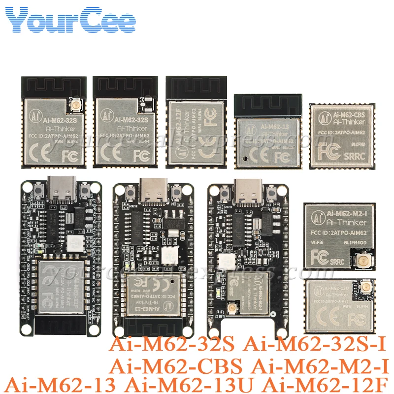 Ai-M62 32 bit RISC-V MCU Wi-Fi6+BLE5.3 BLE Module Ai-M62-32S-I -M2-I -13U -13 -12F Ai-M62-CBS WIFI Wireless Development Board