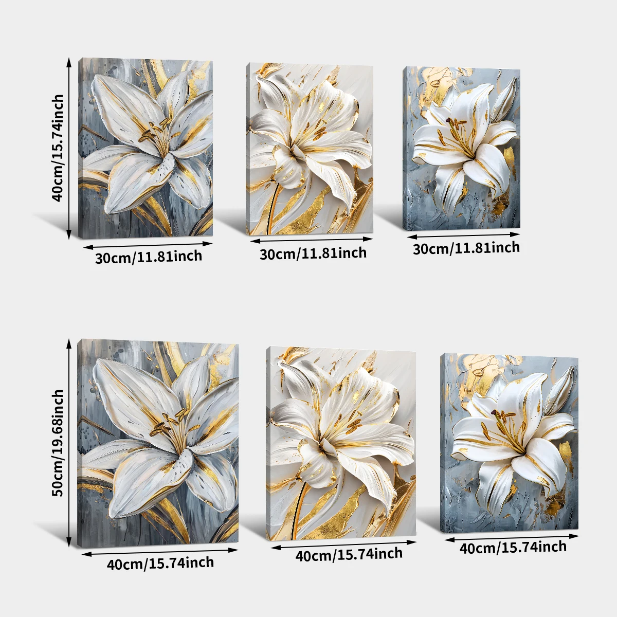 Modern Light Luxury Gold Foil Ginkgo Flower Art Poster White and Gold Flower Oil Painting Wall Decor Framed Canvas Home Decor