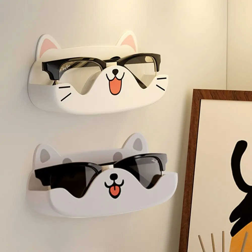 Cartoon-Katzen-Sonnenbrillenhalter Wandmontierte Garderobendekoration Brillenaufbewahrungsregal Haushaltsorganisation Ohne Bohren