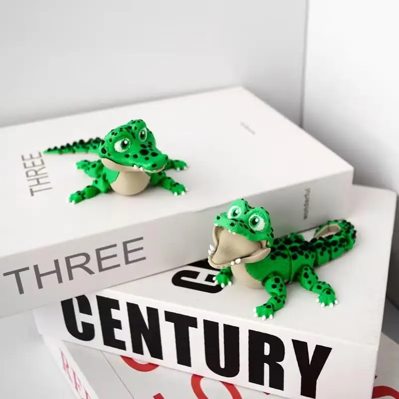 New Realistic Small Crocodile Toy Statue 3D Printing Toy Joints Movable Crocodile Zoo Small Animal Desktop Decor Children Funny