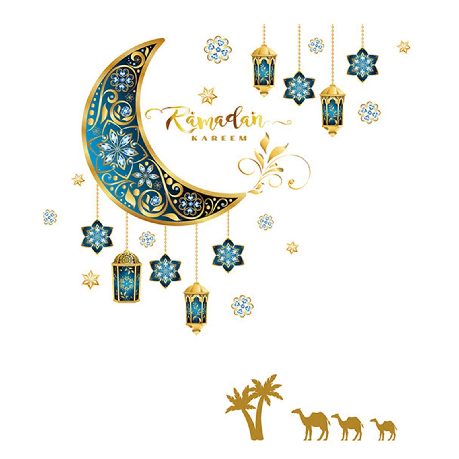Glass Or Wall Eid Mubarak Wall Stickers Glass Decals Creative Flat Door Wall Stickers Made Of High Quality Party Decor