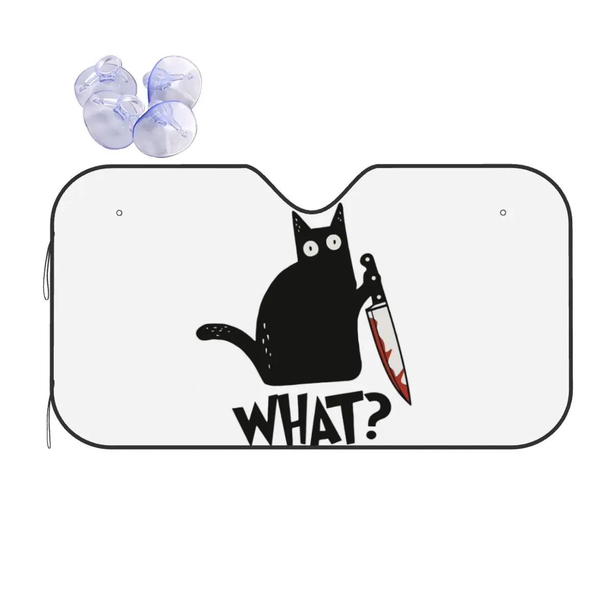 

Cat What Murderous Black Cat With Knife Sunshade Windscreen Car Front Windshield Window Sun Visor Accessories Covers