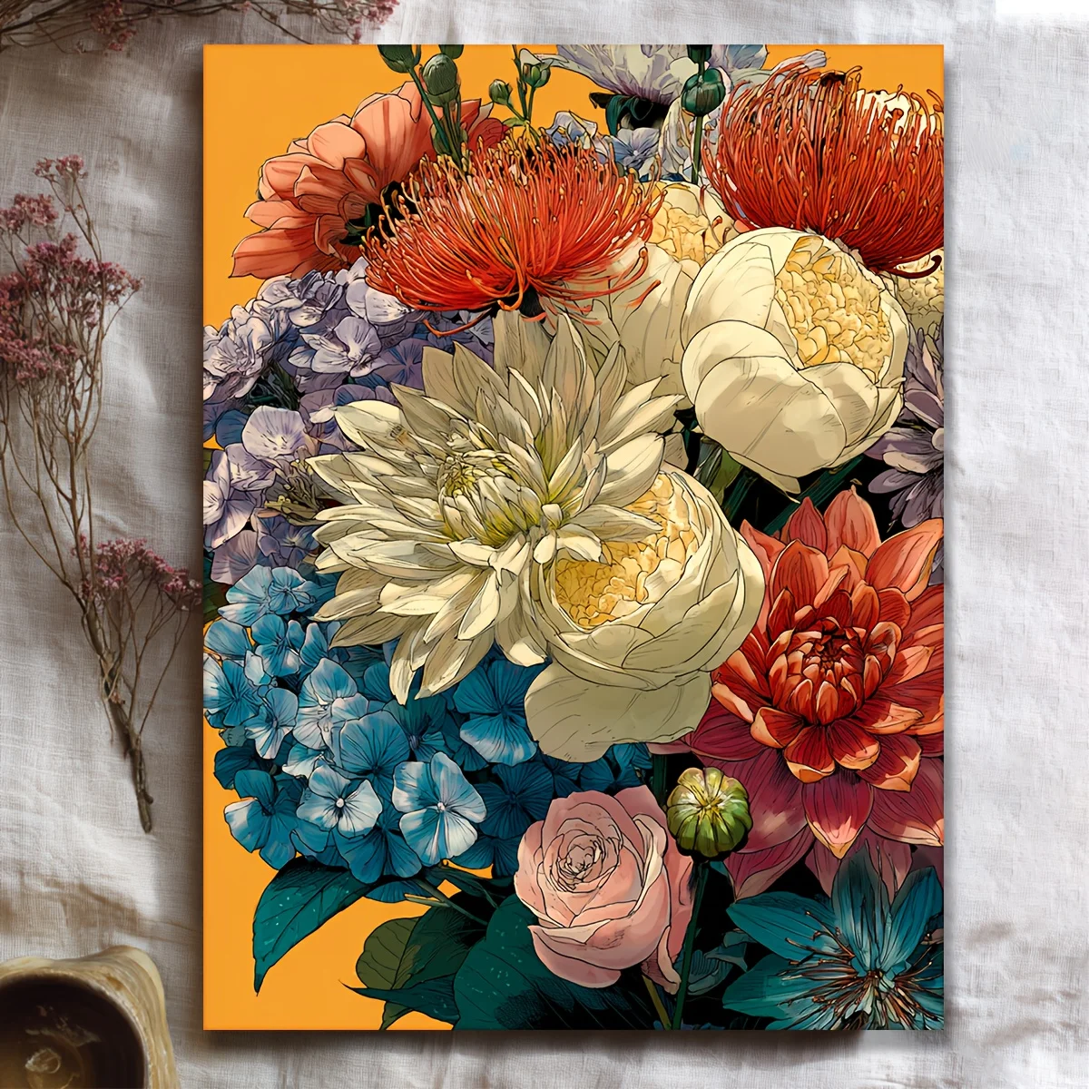

500/1000/1200/2000PCS Puzzles for Adults Manga Style Autumn Bouquet,Jigsaw Puzzles Brain Challenge Game Gift Home Decor