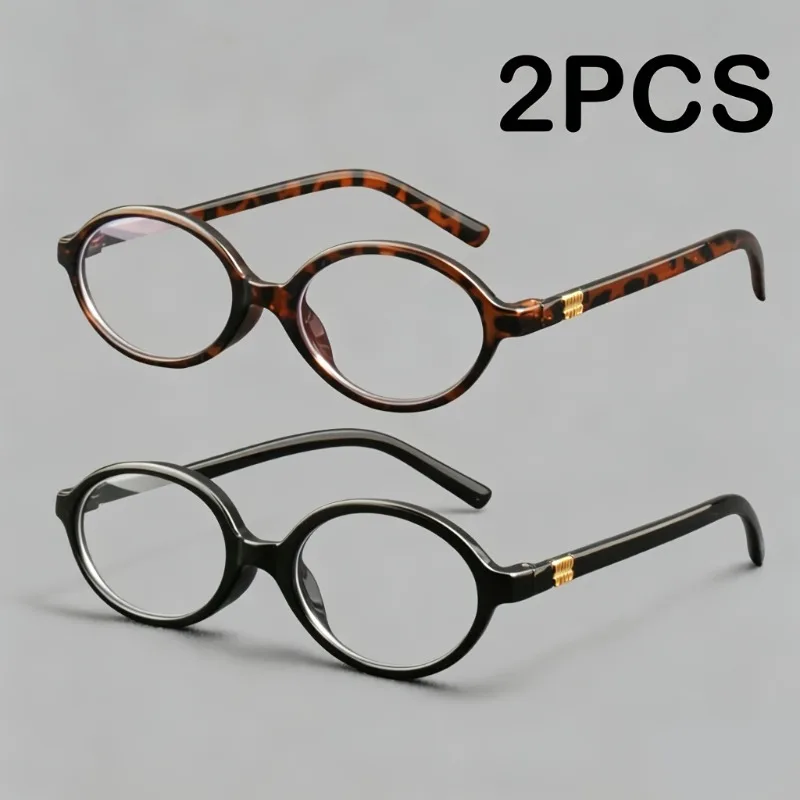 

2PCS Retro Oval Frame Anti Blue Light Glasses for Women with High-end Feel Small Frame Fashion Glasses