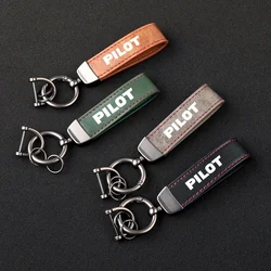 High-Grade Leather Car KeyChain 360 Degree Rotating Horseshoe Key Rings For Honda PILOT Car KeyChain Car Accessories